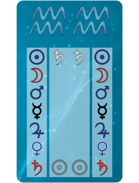 Carte oracle avec signes astrologiques de l'oracle Le Belline astrologique.