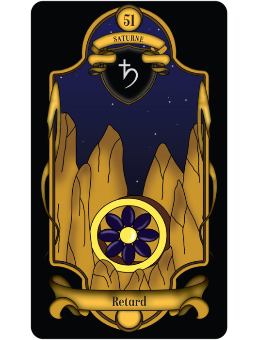 Carte oracle "Retard" de l'oracle Le Belline astrologique.