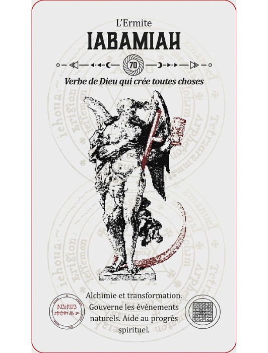 Carte de l'Ermite avec l'ange Iabamiah du Tarot Angélique.