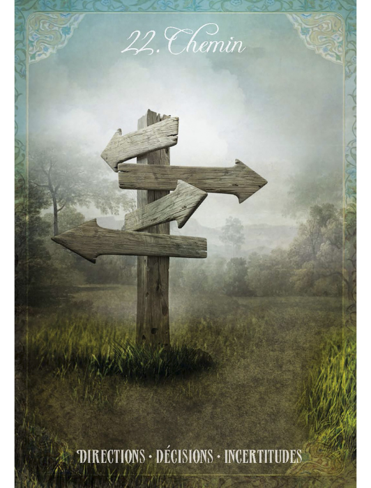 Carte du Chemin "Directions, Décisions, Incertitudes" de l'oracle Mademoiselle Lenormand par Gabriel Sanchez.
