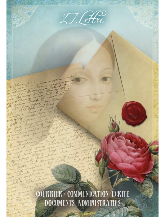Carte de la Lettre "Courrier, communication écrite, documents administratifs" de l'oracle Mademoiselle Lenormand par Gabriel Sanchez.