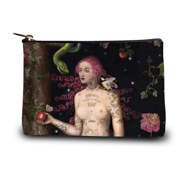 Recto du porte-monnaie Voglio Bene "Adam et Eve" avec ici Eve en recto.