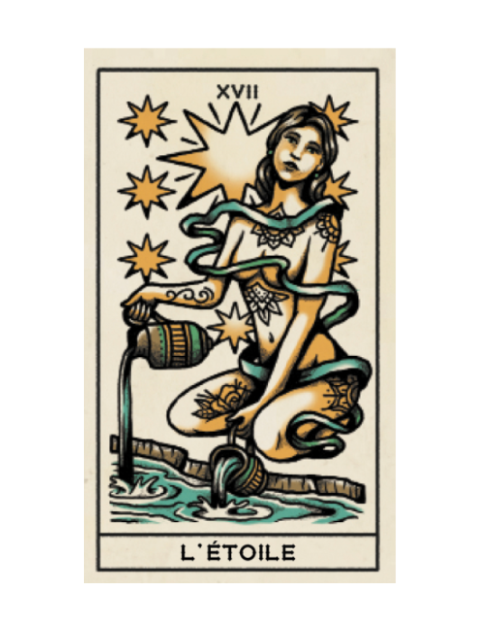 Carte lame majeur L'étoile du tarot "Tarot et Tatouage" de Megamunden.