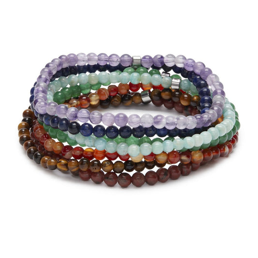 Lot de 7 mini bracelets correspondant aux 7 chakras du corps et leurs couleurs pour harmoniser vos énergies. 