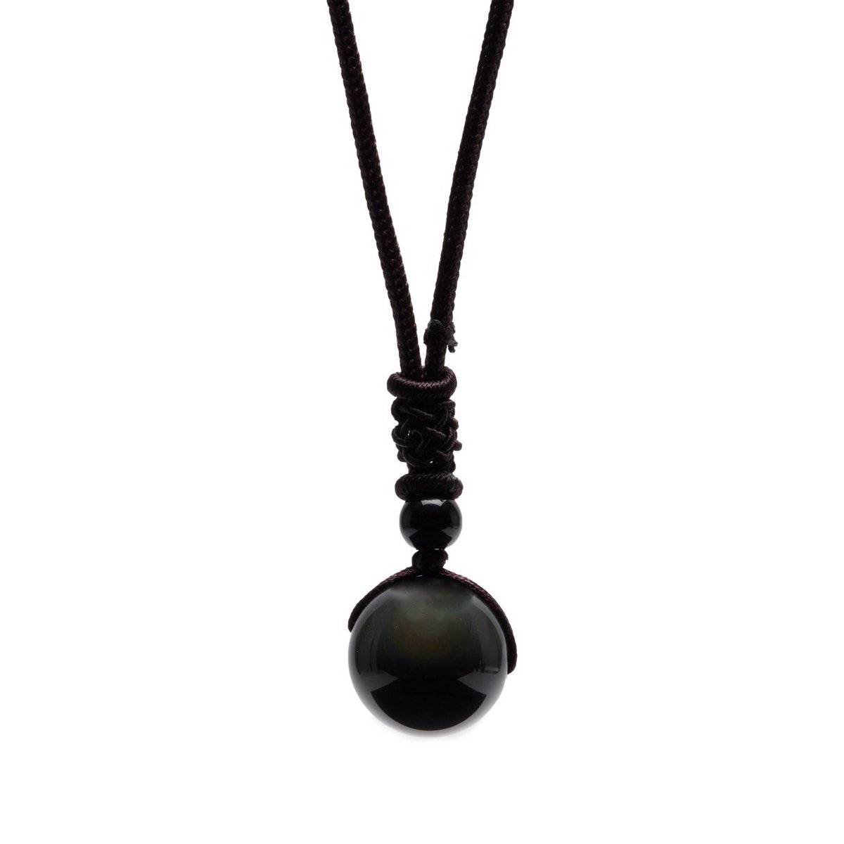 Collier avec pendentif en obsidienne arc en ciel ou oeil céleste pour protéger des énergies négatives et l'ancrage. 