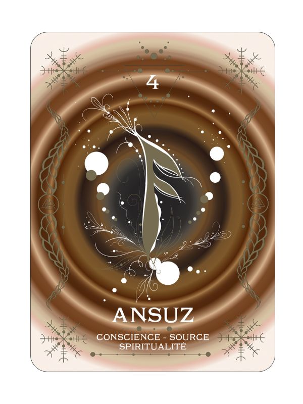 Carte oracle Ansuz - conscience, source, spiritualité- de l'oracle des runes protectrices. 