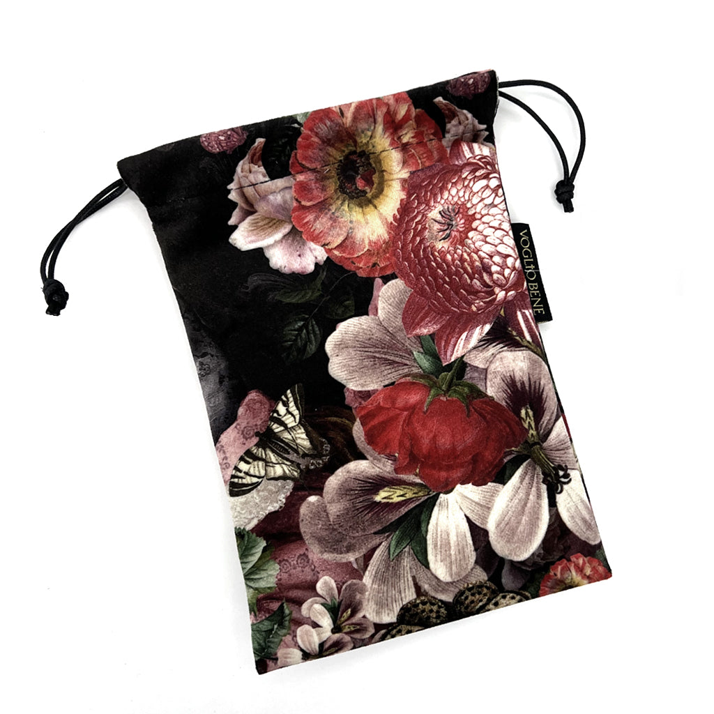 Pochette oracle en velours rock et bohème pour ranger cartes et accessoires - verso - Voglio Bene