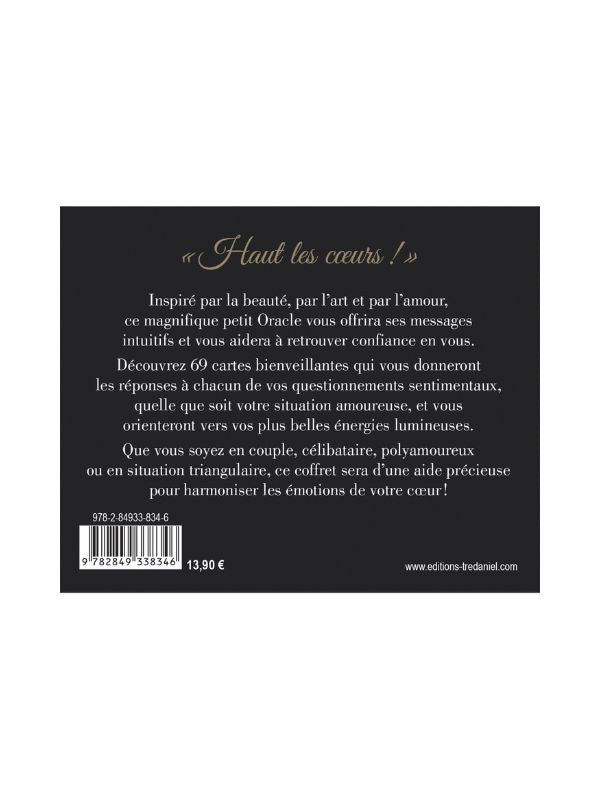 Texte du dos du coffret du petit oracle "Dis-moi que tu m'aimes" et ses messages intuitifs quelque soit votre situation amoureuse. 
