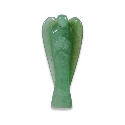 Pierre d'aventurine verte, symbole de bonne fortune, en forme d'ange.