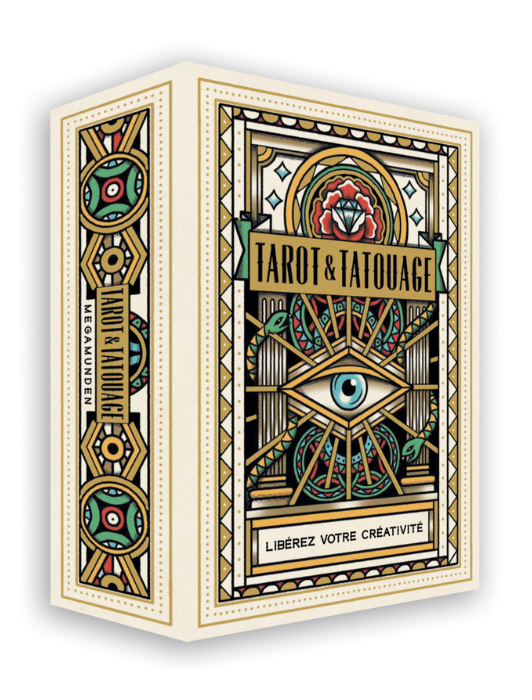 Coffret "Tarot et tatouage", "libérez votre créativité" de l'artiste Megamunden. 