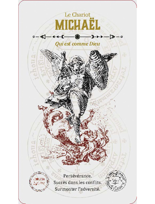 Carte du Chariot avec l'ange Michaël du Tarot Angélique. 