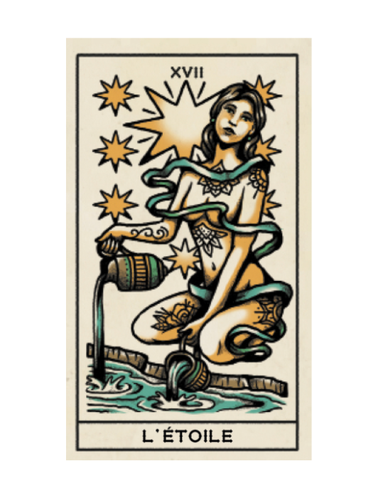 Carte lame majeur L'étoile du tarot "Tarot et Tatouage" de Megamunden. 