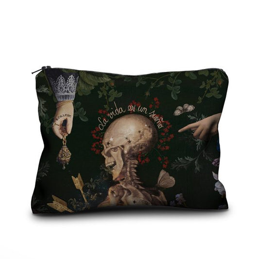 Trousse-pochette en velours "La vida es un sueño" de Voglio Bene. 